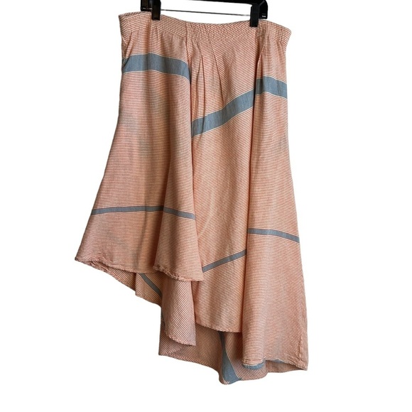 Apiece Apart Orange Striped asymmetrical Midi Skirt size 14 - Picture 2 of 7